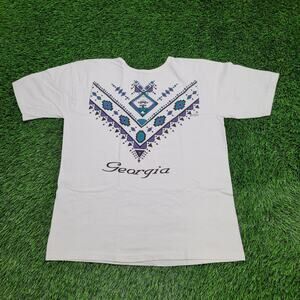 Vintage 90s Native-American Aztec Shirt Womens Large 20x24 White